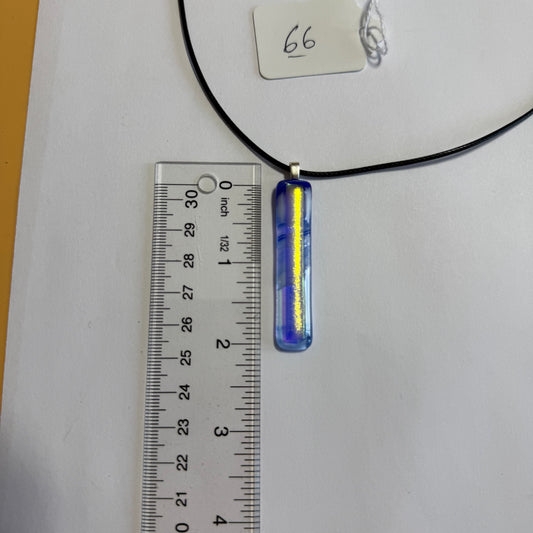 Blue Gold Dichroic fused over Clear White Spectrum Glass Pendant