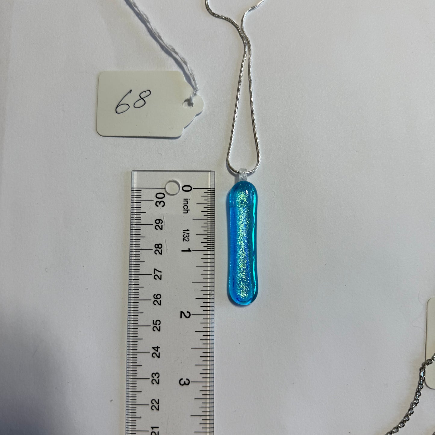 Gold Teal Dichroic fused over Sky Blue Antique Glass Pendant