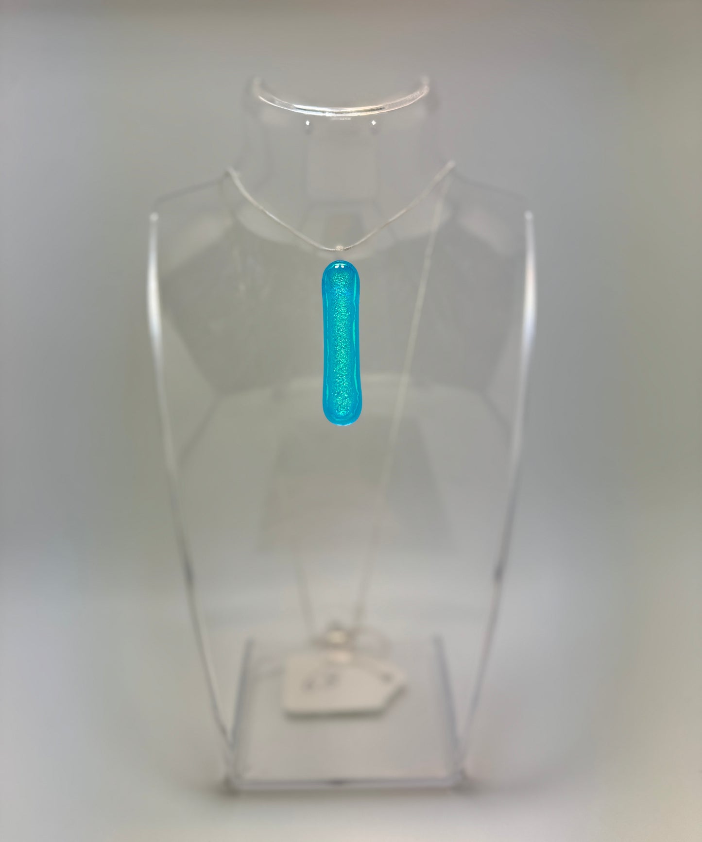 Gold Teal Dichroic fused over Sky Blue Antique Glass Pendant