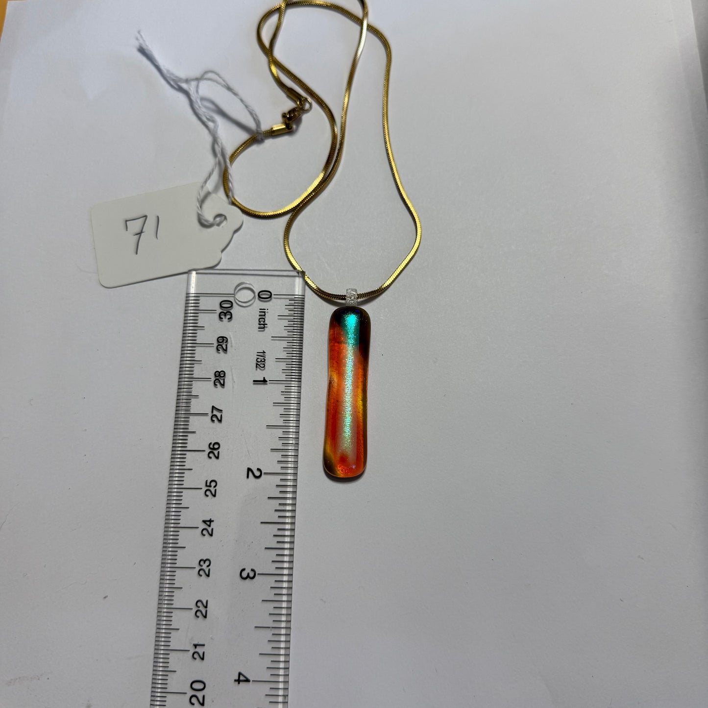 Teal Pink Dichroic fused over Light Dark Amber Antique art glass Pendant
