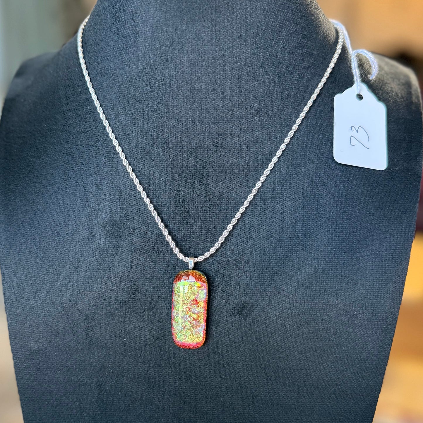 Triple layered Candy Apple Red and Teal Silver Dichroic Glass with Spectrum Clear