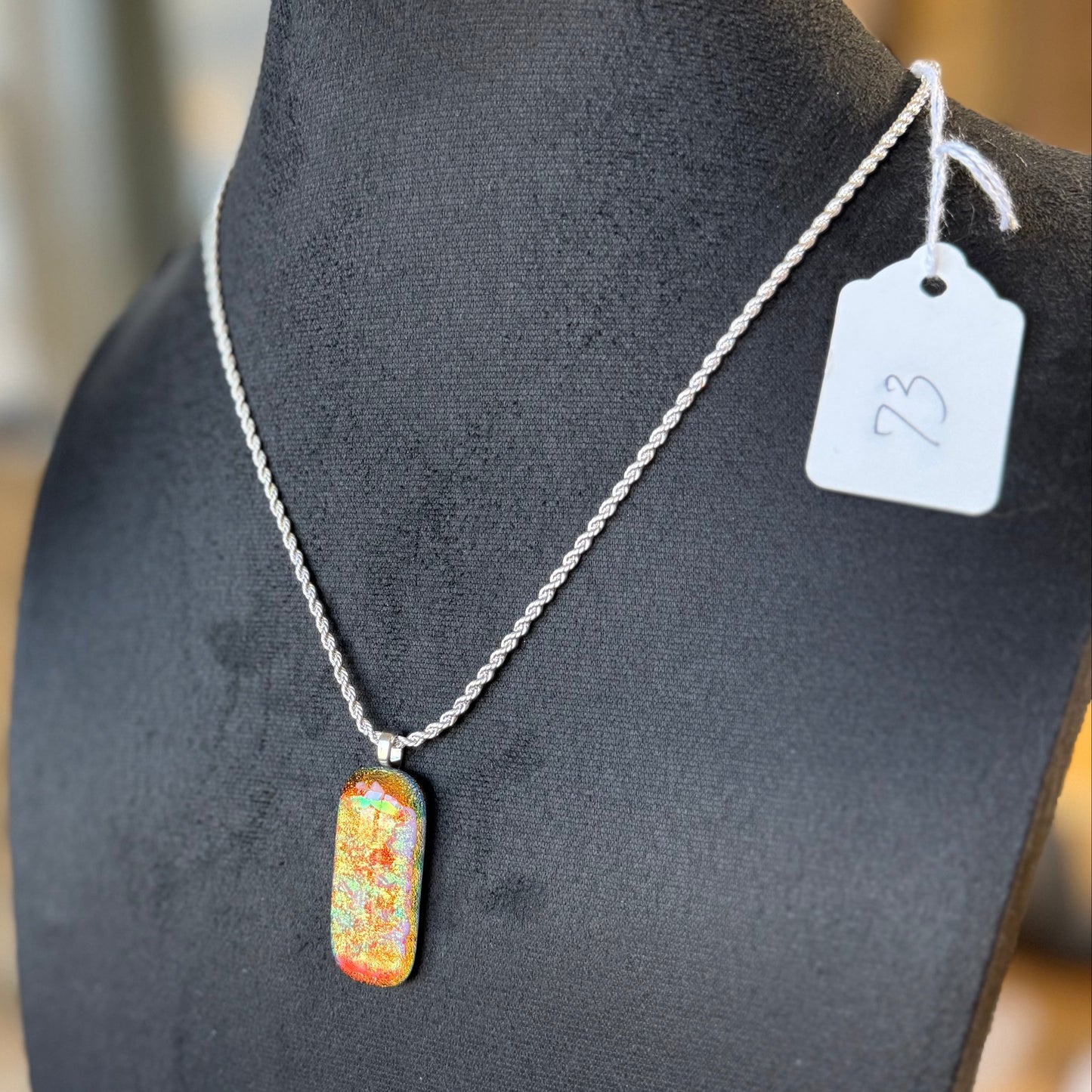 Triple layered Candy Apple Red and Teal Silver Dichroic Glass with Spectrum Clear