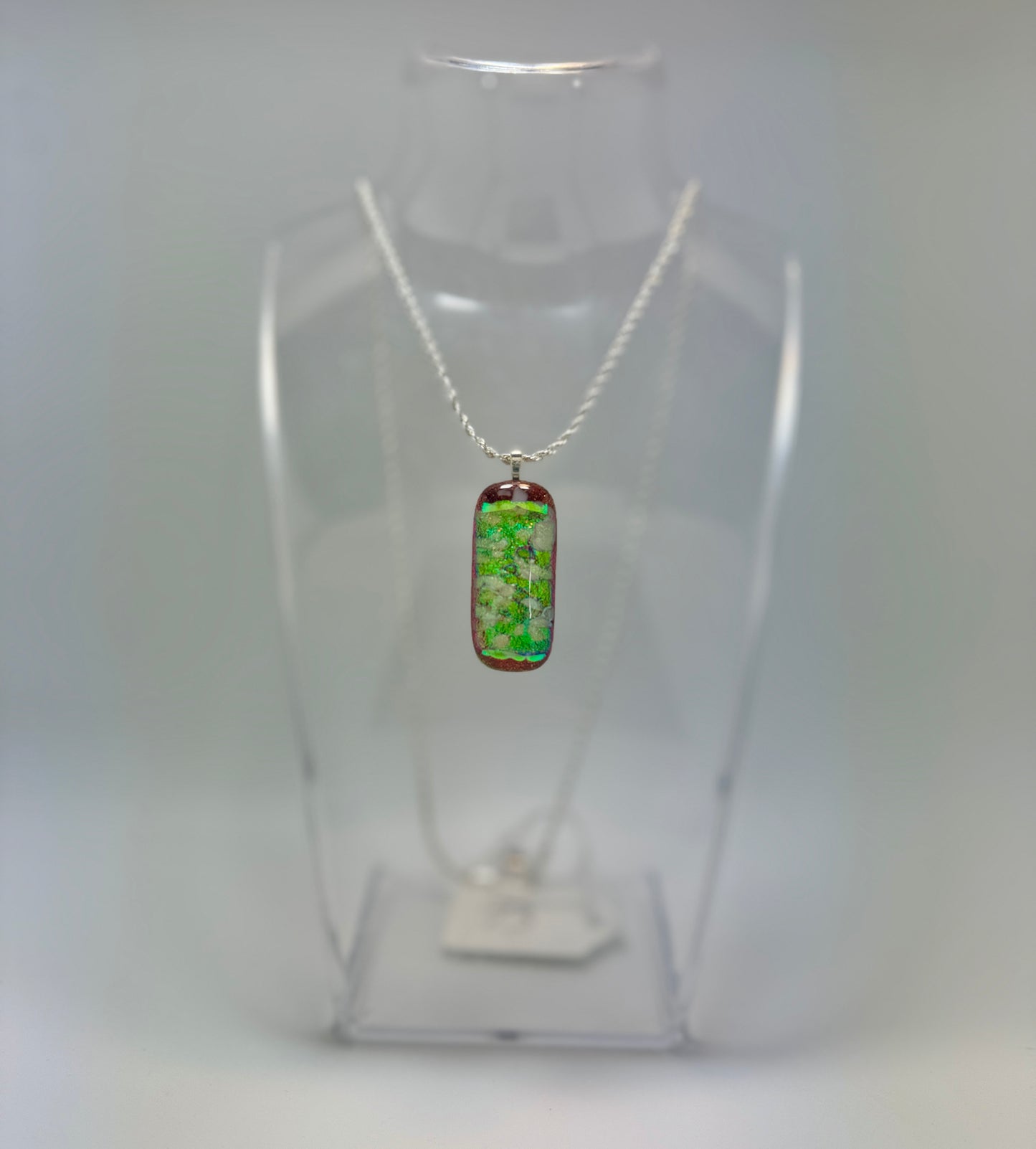 Triple layered Candy Apple Red and Teal Silver Dichroic Glass with Spectrum Clear