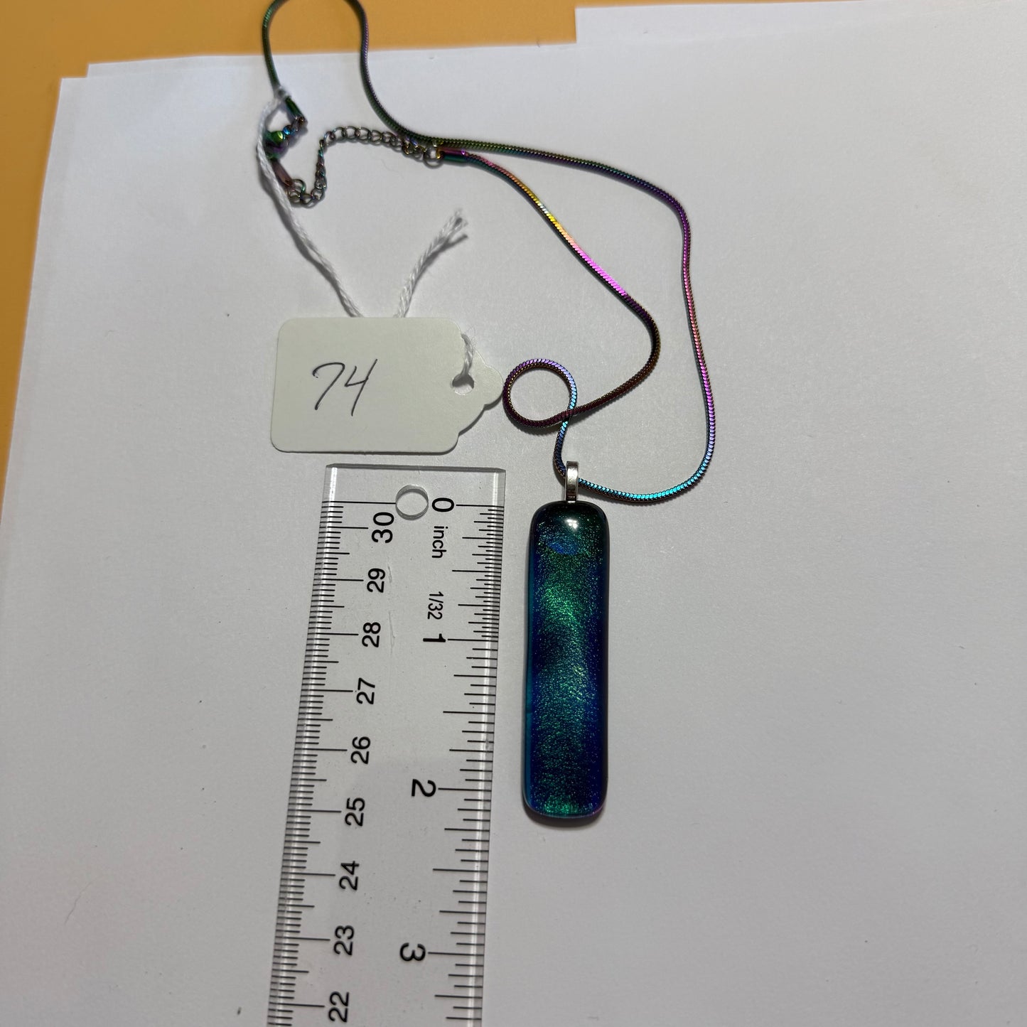 Translucent Antique Art glass Fused over Teal Gold Dichroic glass Pendant