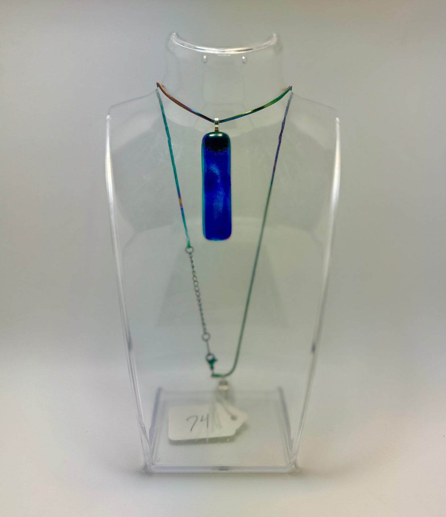 Translucent Antique Art glass Fused over Teal Gold Dichroic glass Pendant