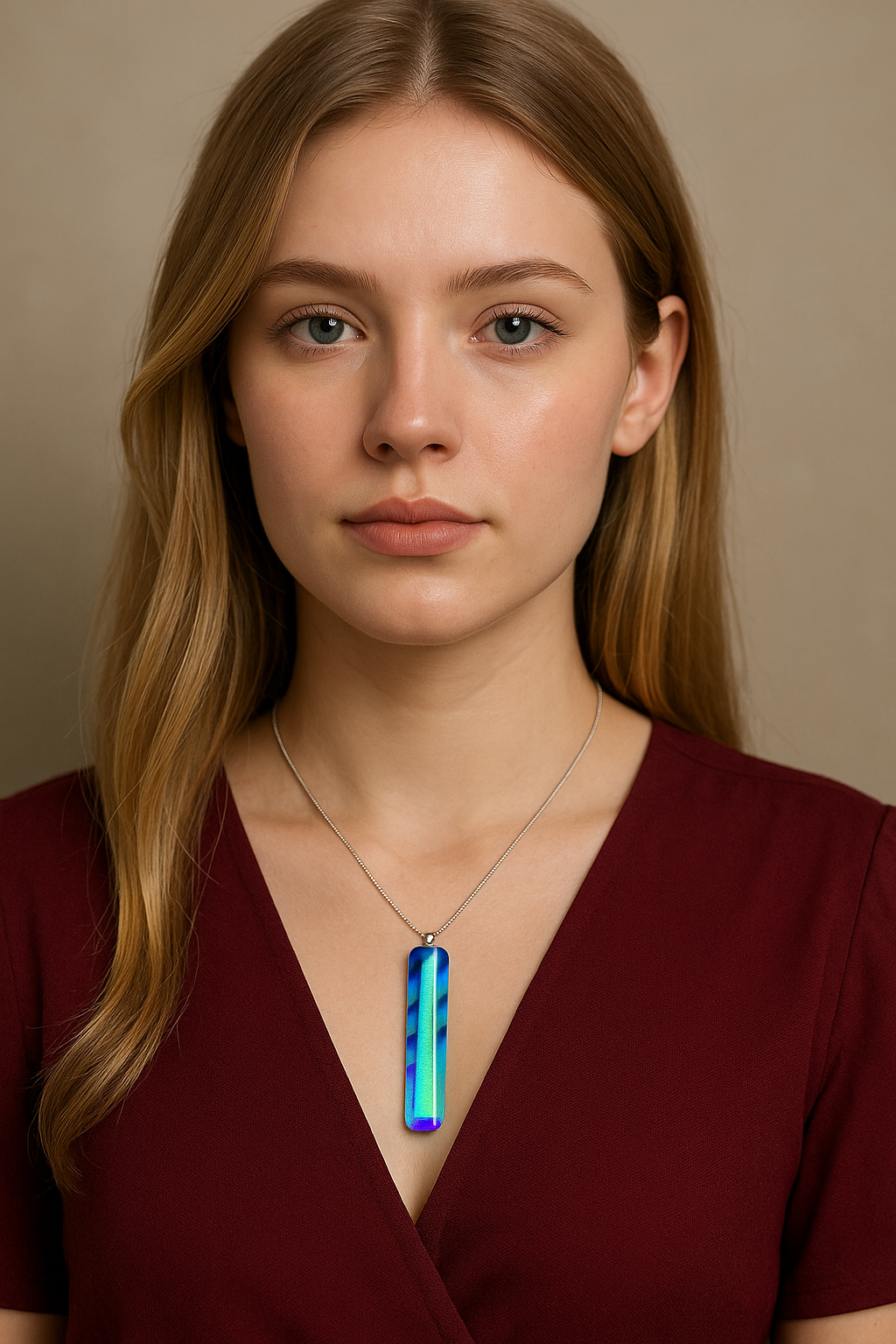 Golden Pink and Blue Dichroic Pendant