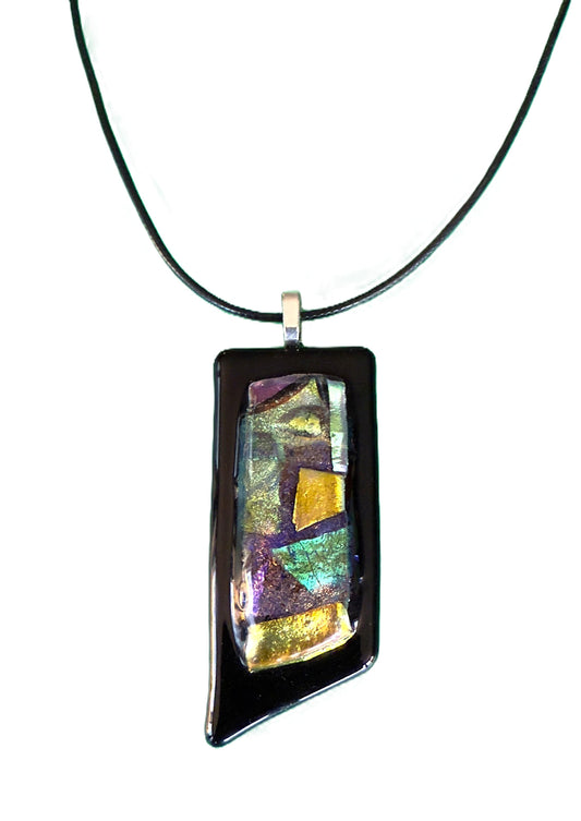 Black and Dichroic Glass Pendent