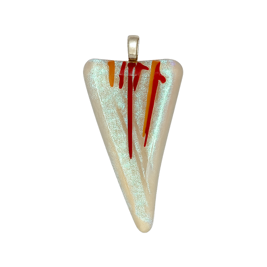Sweeping Triangle Pendant with Dichroic Glow and Fiery Stringers